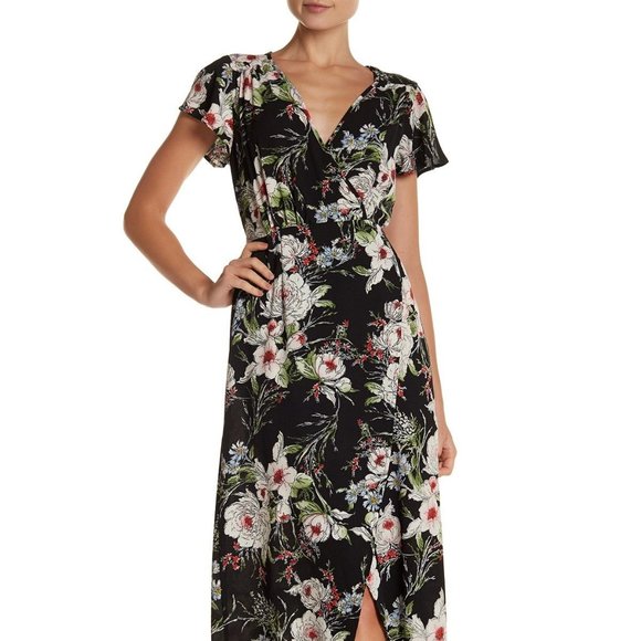Superfoxx Dresses & Skirts - Nordstrom Superfoxx Black Floral Wrap Maxi Dress